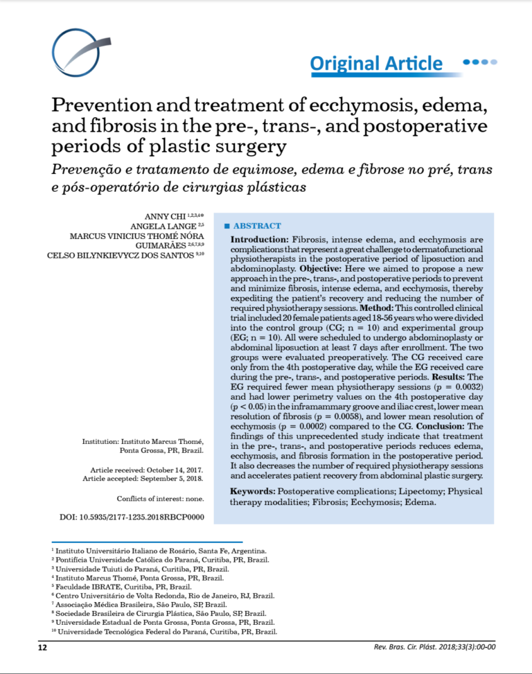 Artigo Prevenção E Tratamento De Equimose Edema E Fibrose No Pré Trans E Pós-Operatório De Cirurgias Plásticas - Juliana Botti